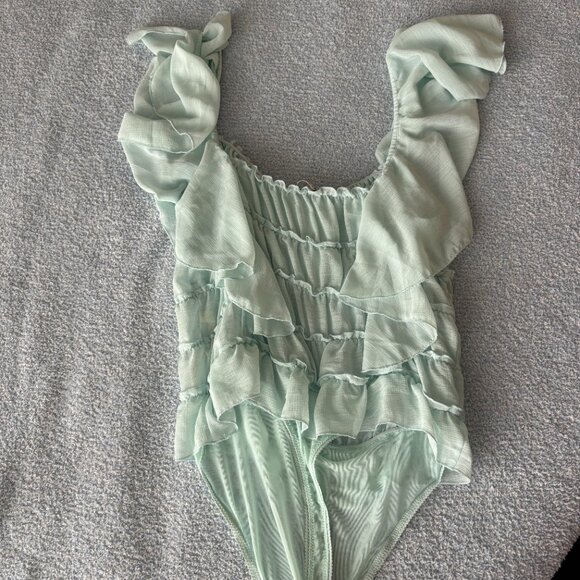 Blue Free People Ruffle Top - Picture 4 of 5